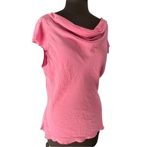 Y2K Pink Cowl Neck Silk Relaxed Minimalist Fairy Top Womens Size M Feminine